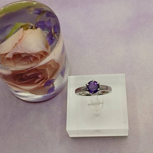 Set of amethyst 316L stainless steel set - Picture 2 of 5